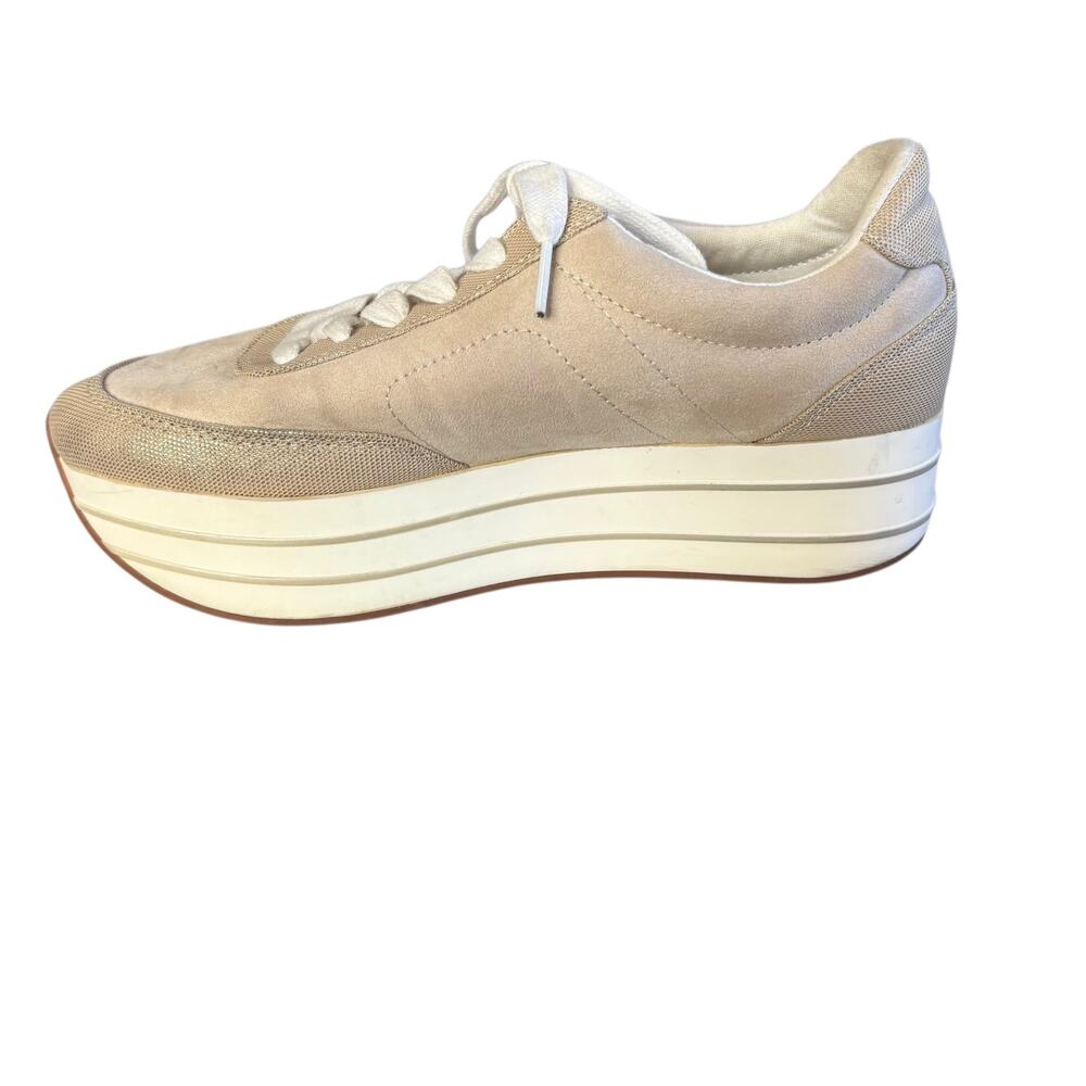 Zara Basic Collection Platform Sneakers Cream Whi… - image 4